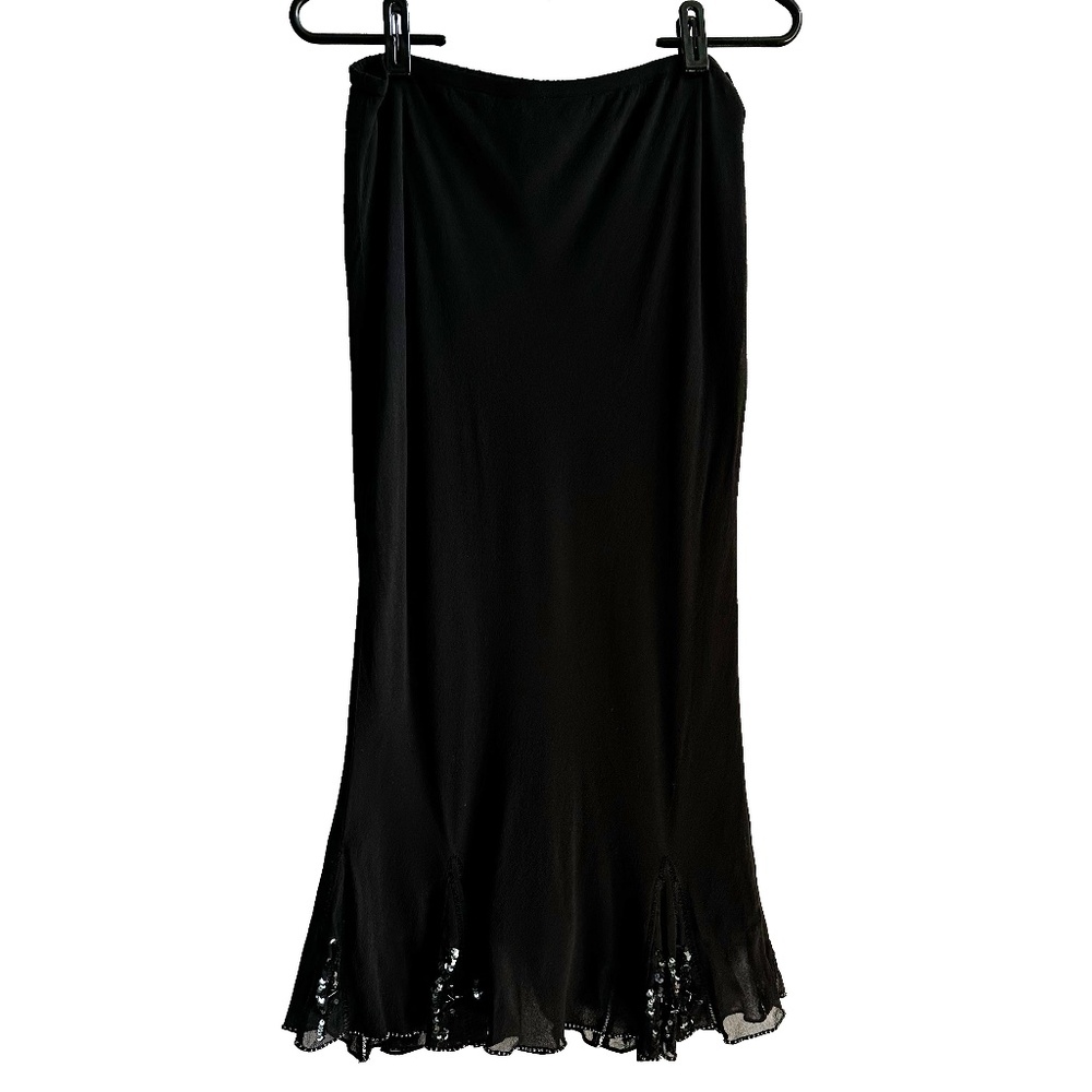 Whistles UK | 100% Silk Chiffon Skirt | Bead / Sequin Trim | Size: US 4 / UK 8